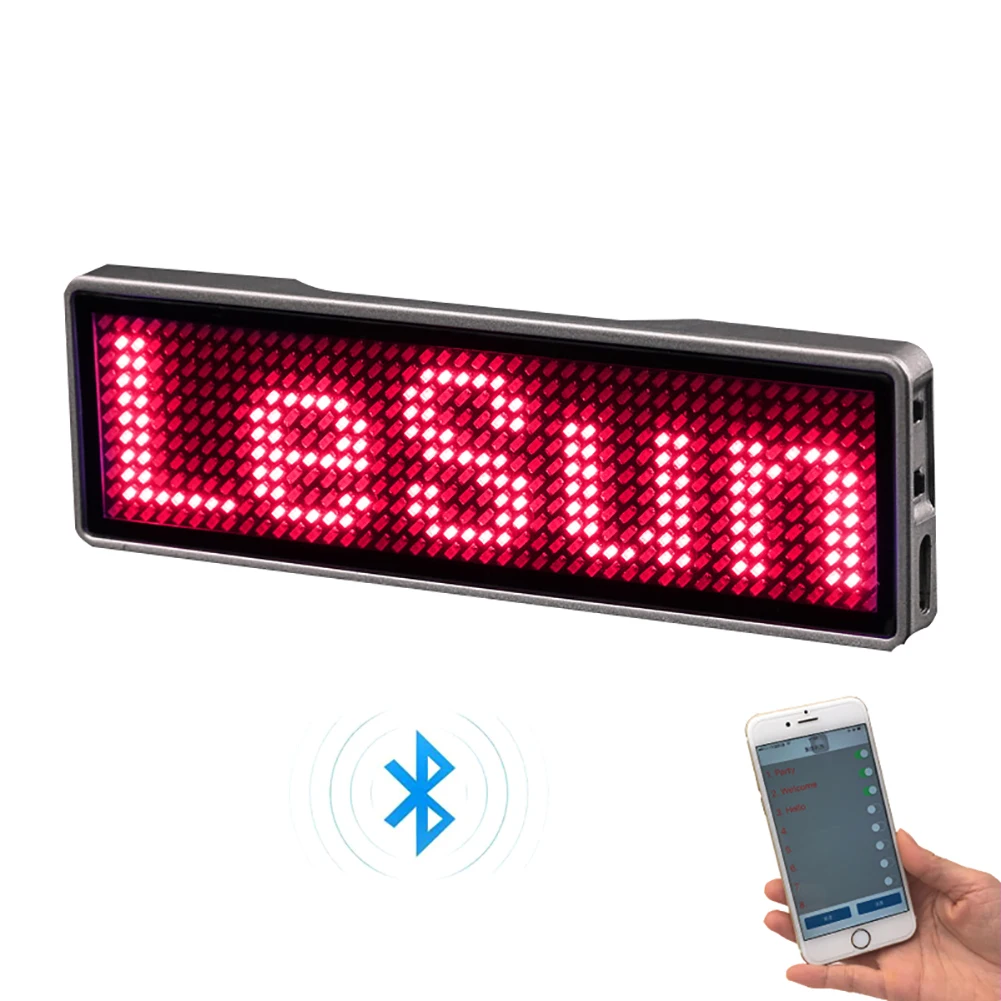 

Rechargeable Bluetooth Digital LED Badge Insignia DIY Programmable Scrolling Message Board Mini LED Display LED Name Tag