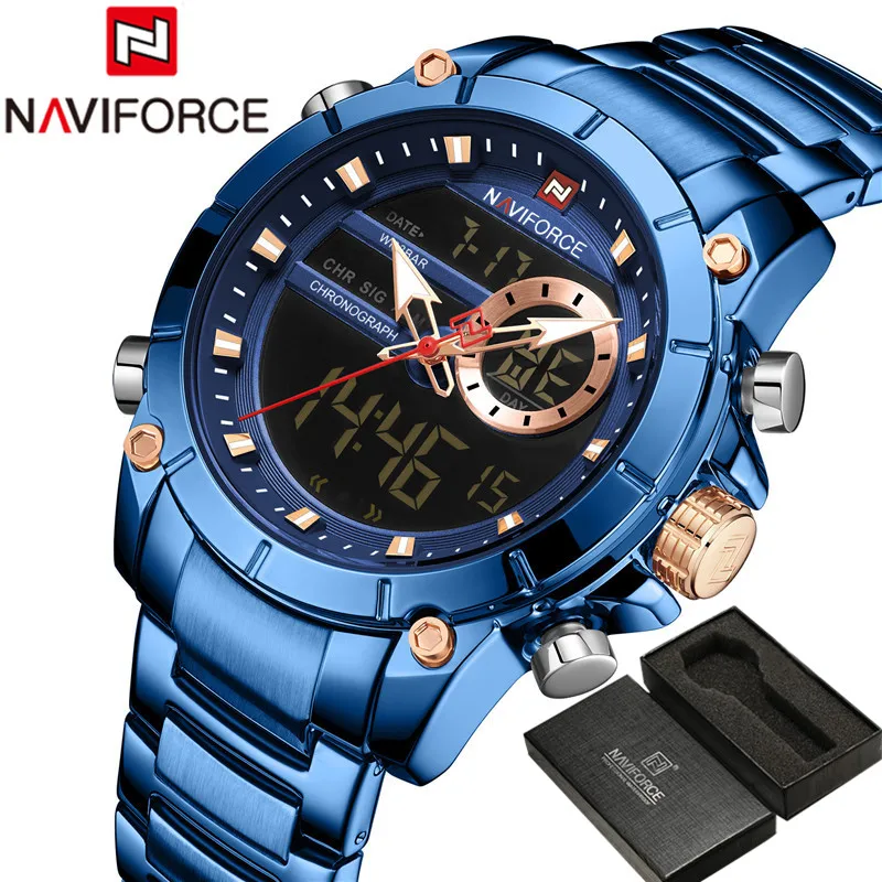 Часы наручные NAVIFORCE Мужские кварцевые брендовые Роскошные водонепроницаемые