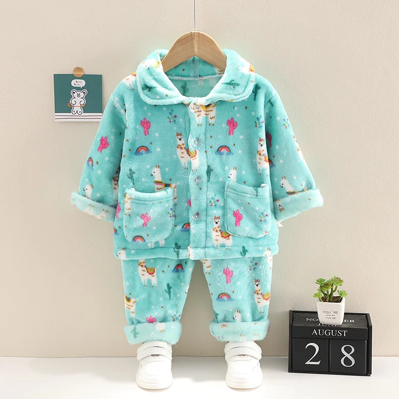 New Autumn Winter Baby Girls Clothes Children Sleepwear Fashion Cartoon Long Sleeve Top Pants Toddler Boys Costume Kids Pajamas