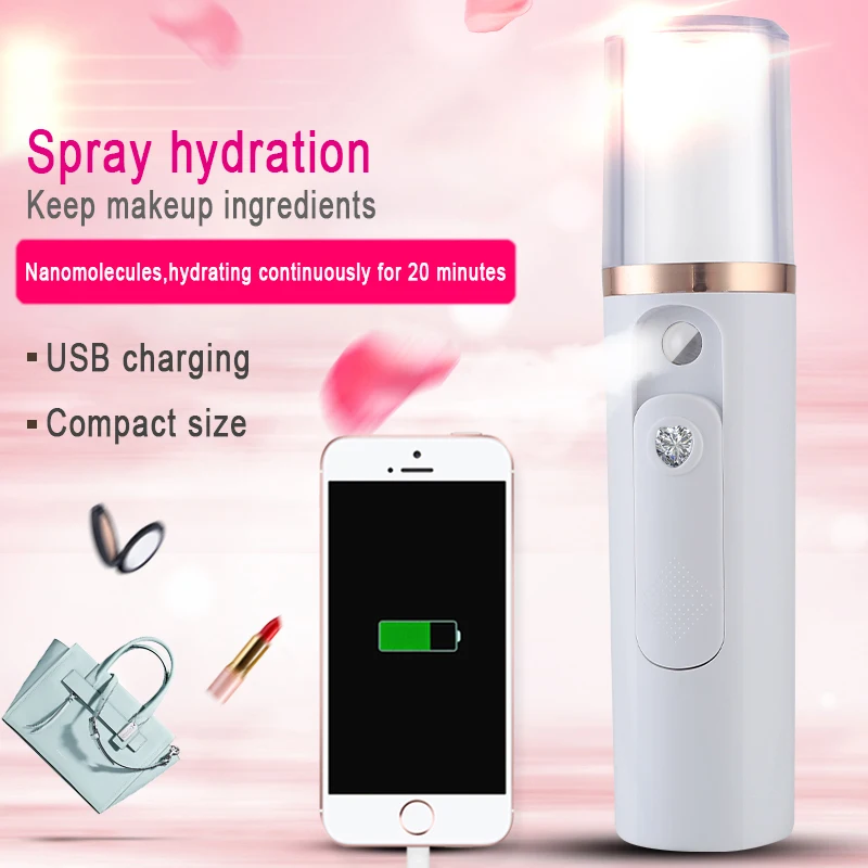 

Portable facial beauty instrument mini USB charging mobile power supply skin moisturizing nano spray ion beauty tool