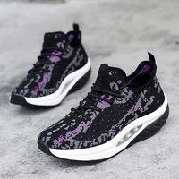 brand women sport shoes thick sole shoes flying weave platform shoes ladies toning shoes wedge sneakers breathable rocking shoes