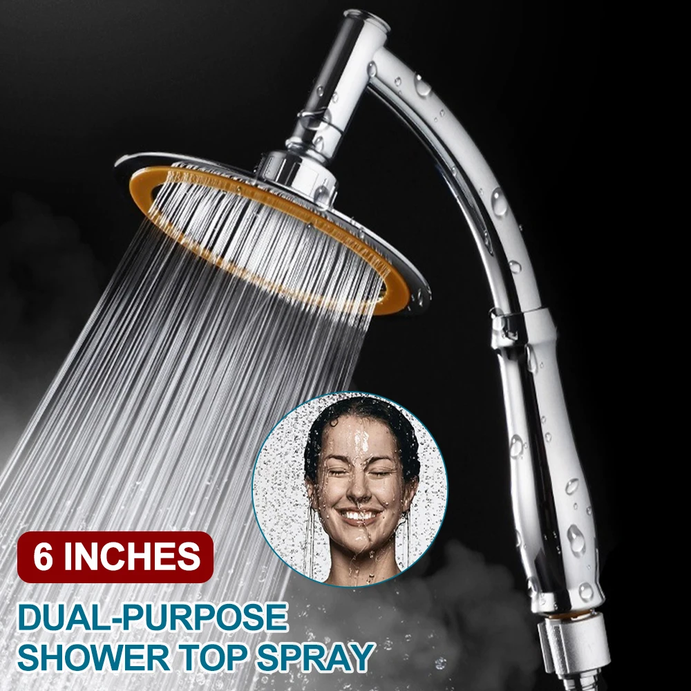 

6Inch High Pressure Shower Head Handheld 360 Rotation Water Saving Pressurized Rainfall Shower Head Bathroom Accessories