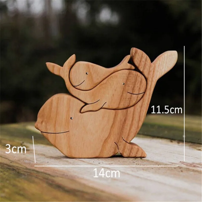

Cute Animal Family Mother's Day Gift Wooden Statue Desktop Ornament Home Office Decoration jlrr