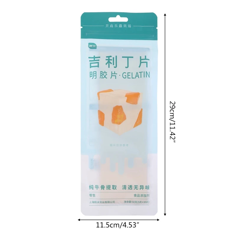 50g 10 Large Sheets of Halal Silver Leaf Gelatine Beef Gelatin Leaves for Cooking Mousse Cake Jelly Dessert Mix | Дом и сад