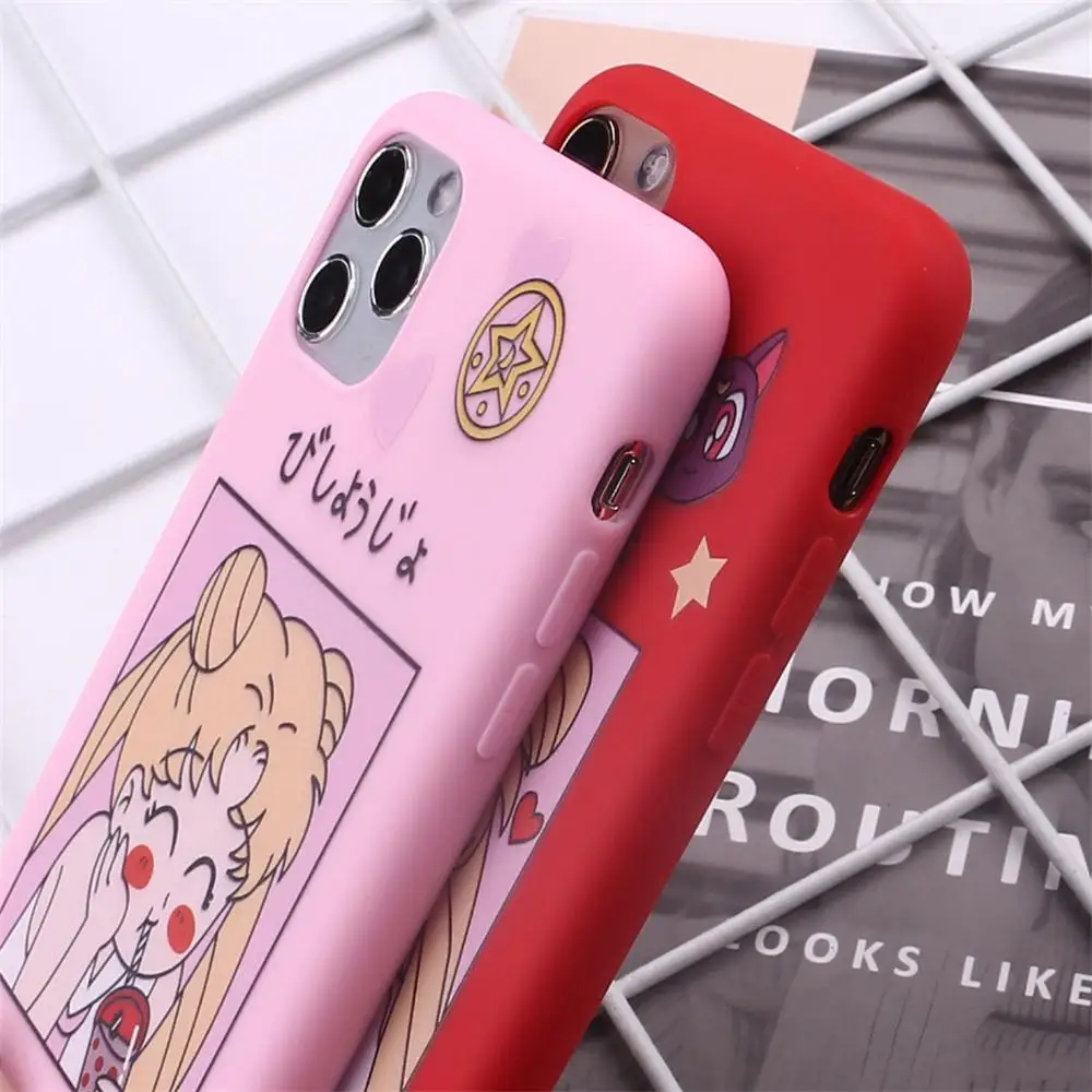 

Fashion Cute anime Girl For iPhone 12 Mini 11 Pro Max X XS XR Max 7 8 7Plus 8Plus 6S SE Soft Silicone Candy Case Fundas