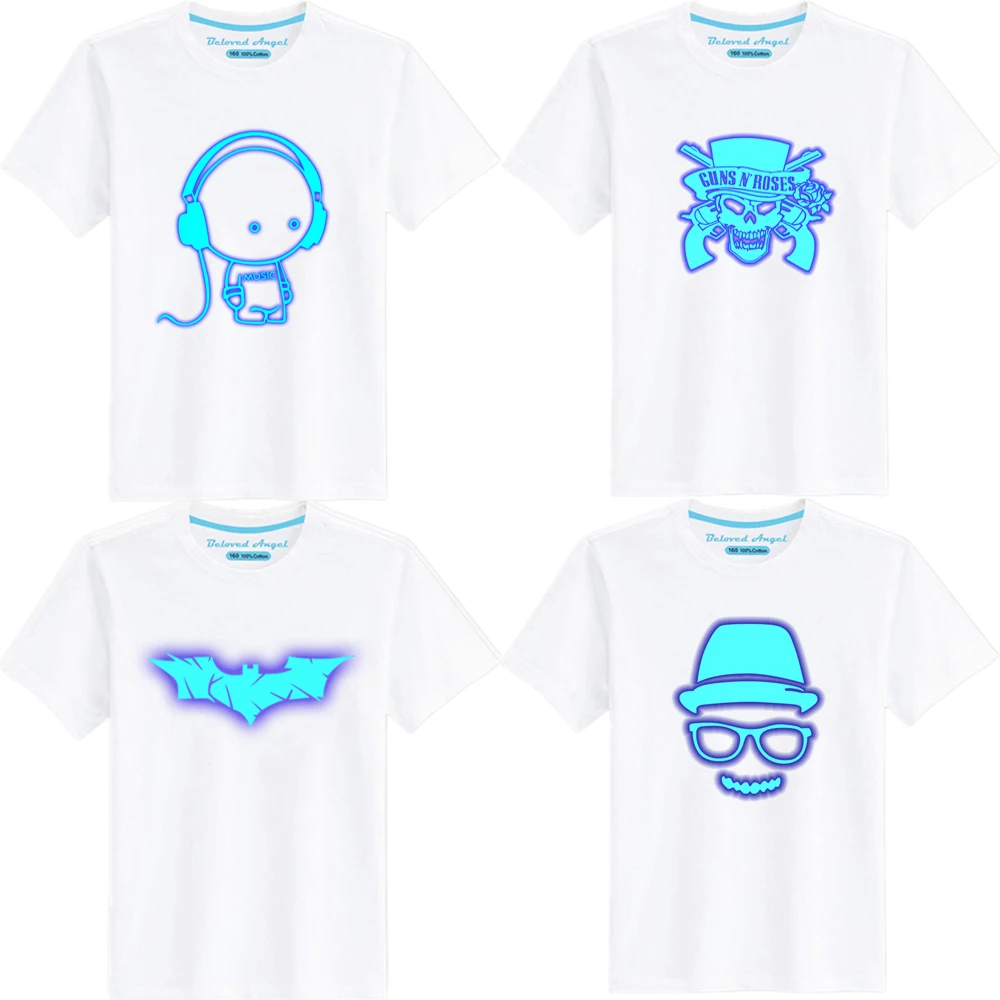 

Детская светящаяся футболка для мальчиков и девочек, топы с героями мультфильмов, Детские хлопковые футболки, Рождественская одежда, футбо...