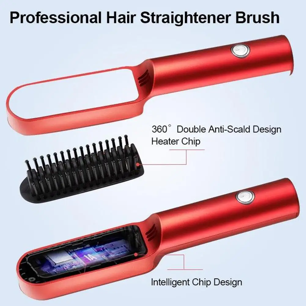 

Dual-purpose Curling Iron Electric Hair Straightener Brush Electric Heating Hair Straightening Comb Hair Care Styling Tool