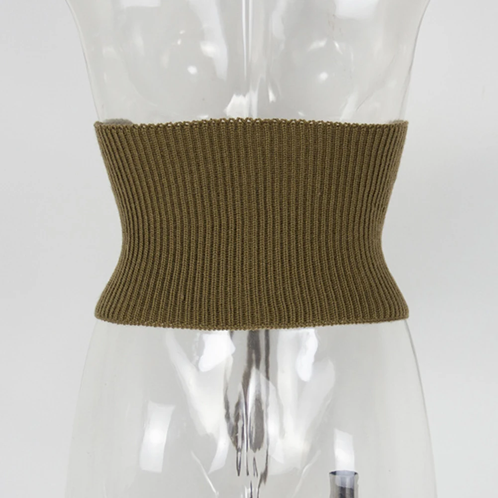 Женский пояс в рубчик вязанный крючком однотонный модный сексуальный эластичный