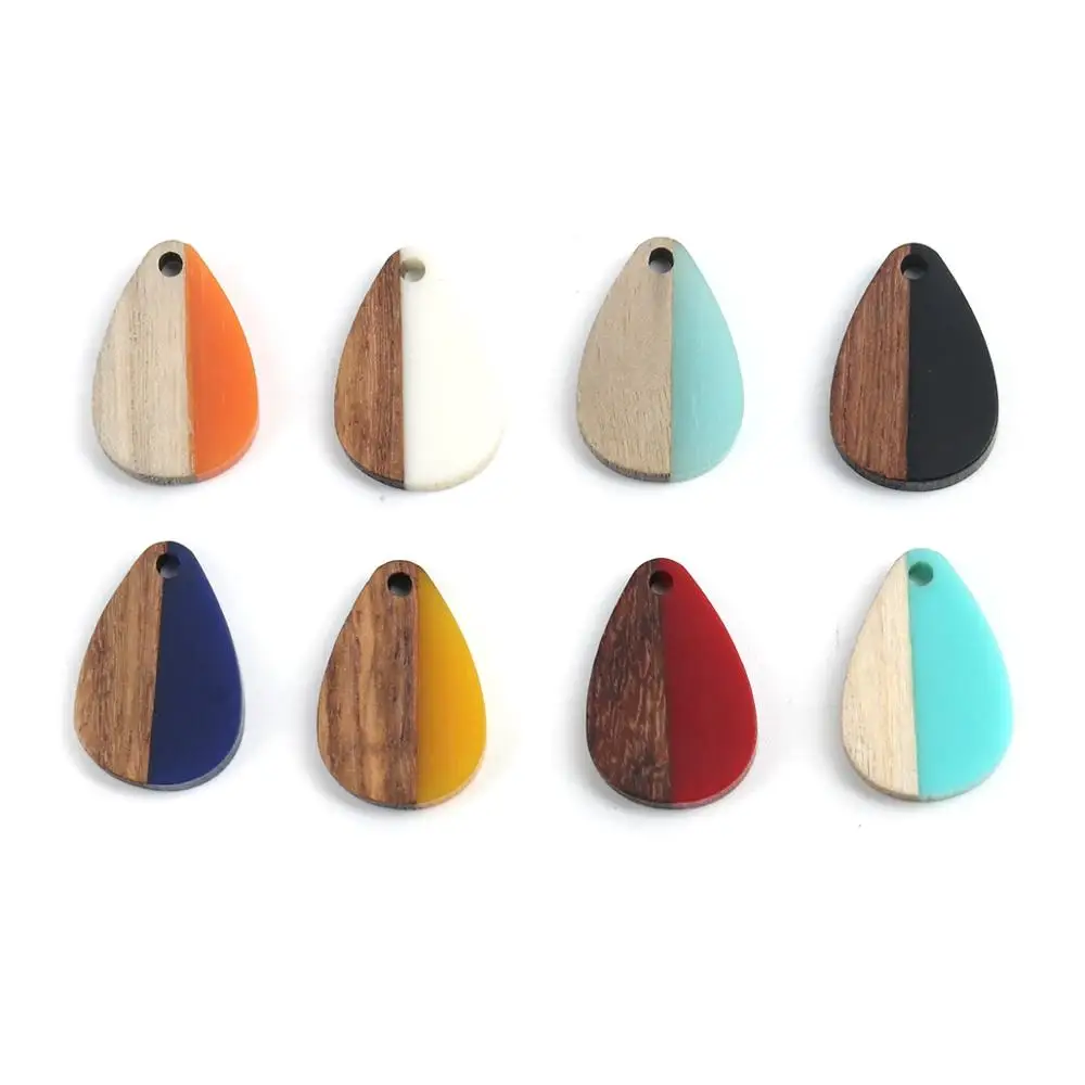 

5PCs Fashion Vintage Wooden Pendant For Men Woman's Water Drop Shaped Resin Pendant Charms Jewelry Necklace Pendants 22mm x 15mm