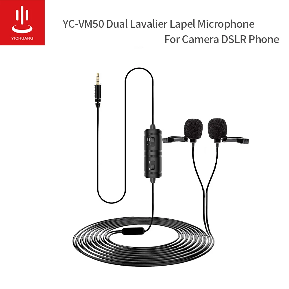 YICHAUNG VM50 двойной Lavalier микрофон клип на лацкане мини воротник конденсаторный для