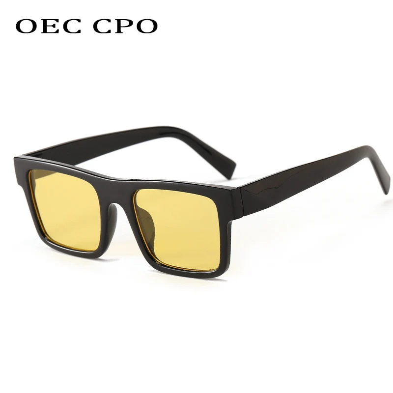

OEC CPO Vintage Punk Rectangle Sunglasses Women Steampunk Fashion Square Sunglasses Men Punk Yellow Shades Glasses Shades UV400