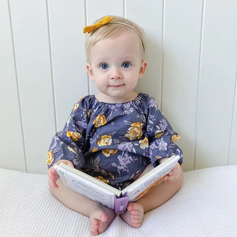 

Newborn romper spring/autumn cute floral print romper with headdress 2 suit baby girl romper baby clothes 0-2 baby girl bodysuit
