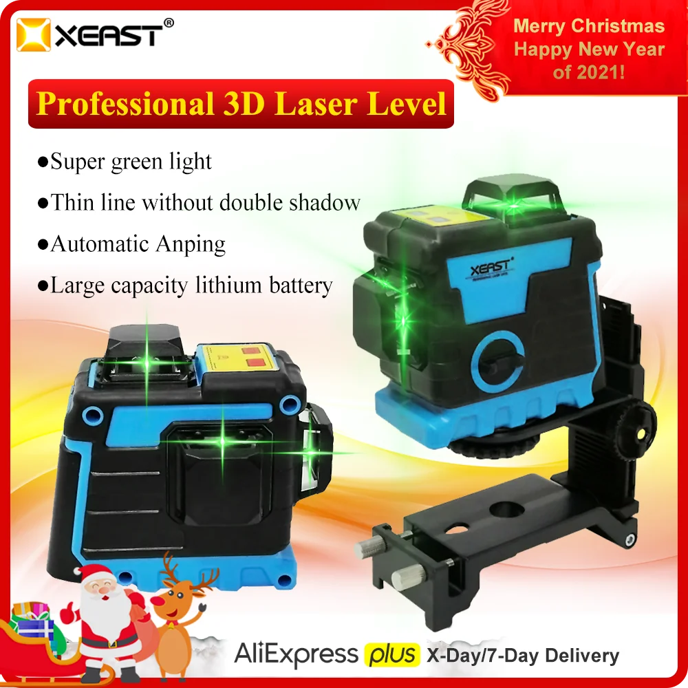 Лазерный уровень XEAST самонивелирующийся лазерный 3D с литиевой батареей и 12