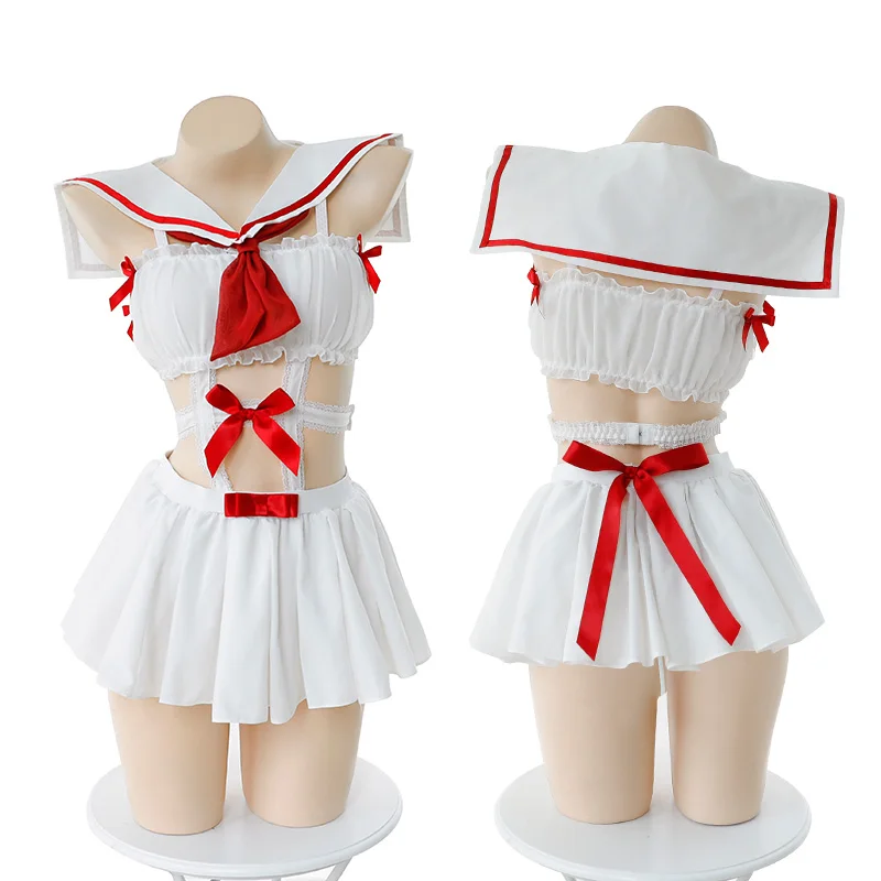 

Sexy Lingerie Pink lovely School Girl outfit Erotic see through cosplay costumes Kawaii Lace Top panties For Women