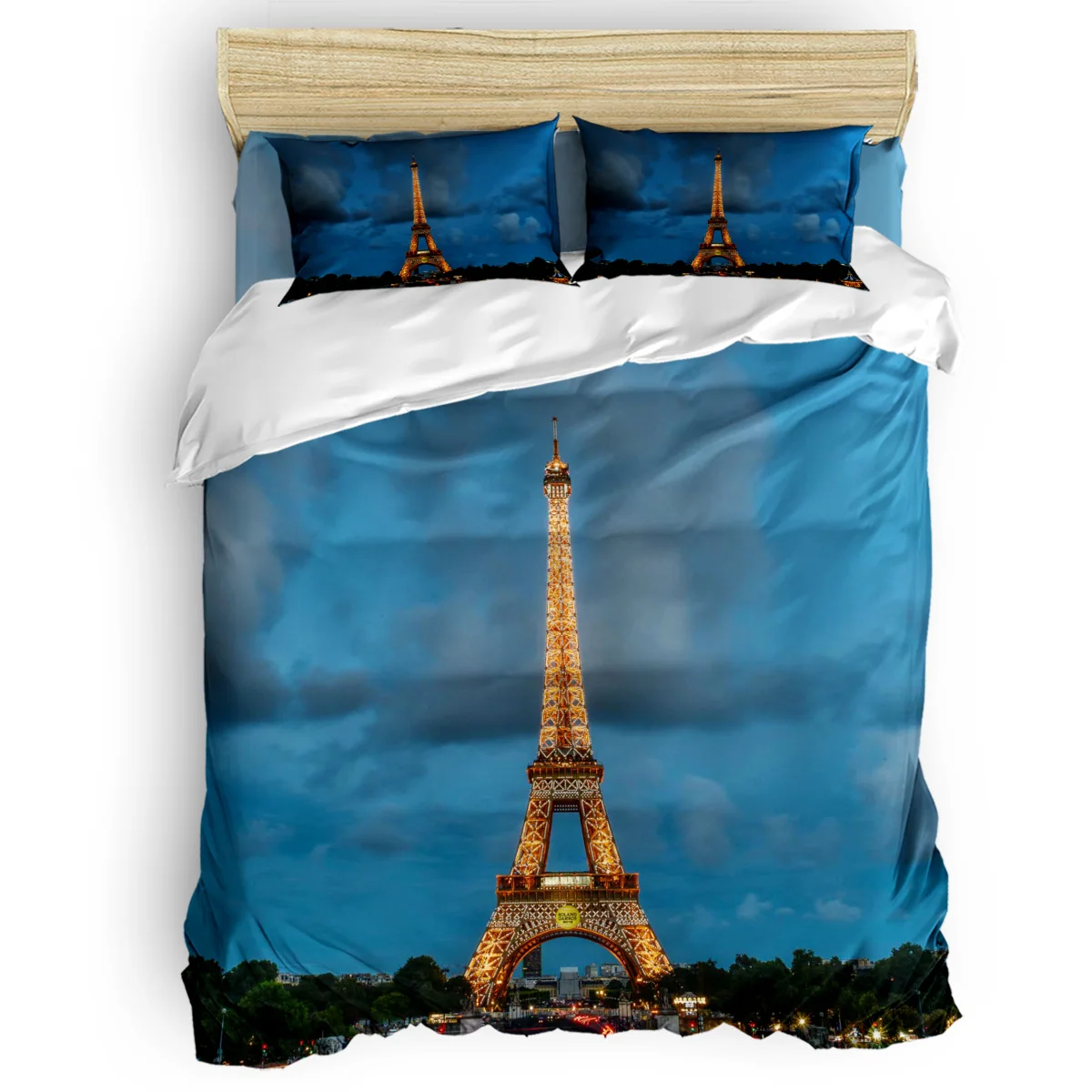 

Glowing Eiffel Tower At Night Duvet Cover Set 2/3/4pcs Bedding Set Bed Sheet Pillowcases Cover Set