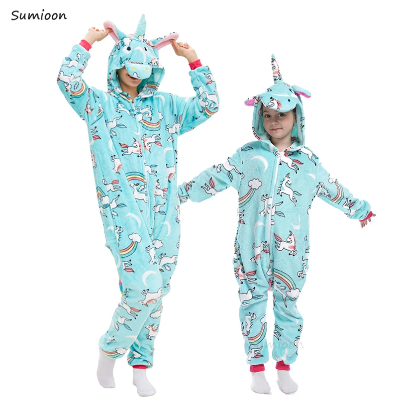 

Kids Kigurumi Unicorn Pajamas Winter Women Panda Sleepwear Cosplay Adult Boys Girls Pijamas Sets Hooded Baby Pyjamas