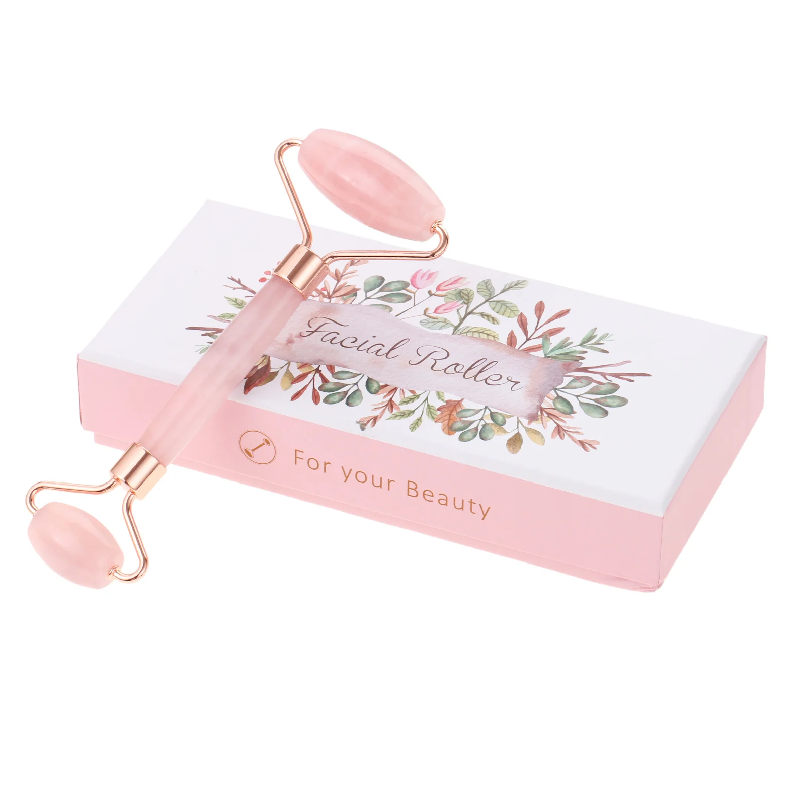 

Powder Crystal Jade Roller Massage Slimming Face Original +Box Crystal Roller Set Facial Massager Rose Quartz Stone Beauty Lift