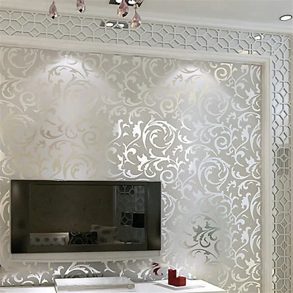 Роскошная Нетканая Дамасская текстурированная рельефная настенная бумага
