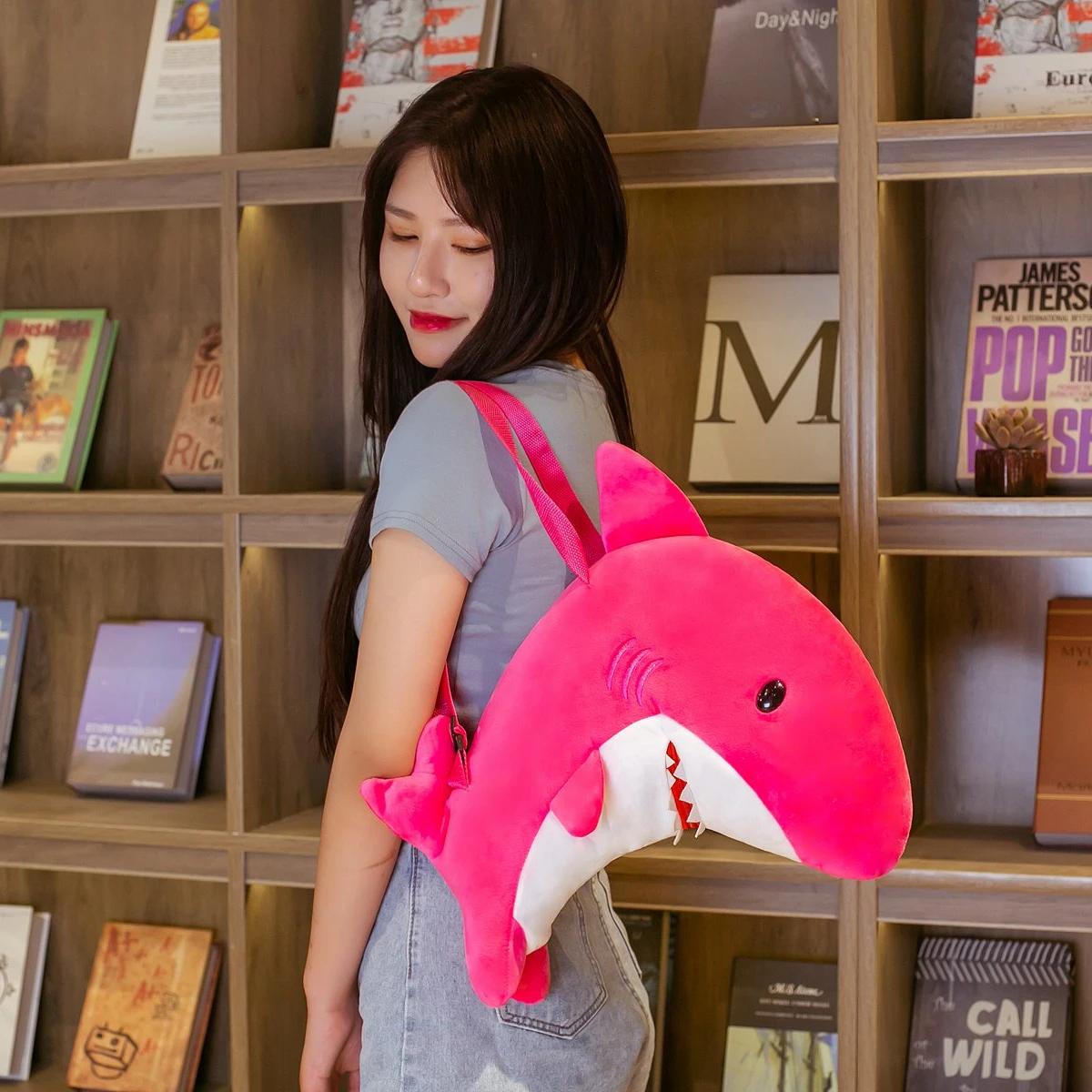 

40cm Cute Ocean Shark Backpack Plush Toys Stuffed Soft Animals Pillow Doll For Girls Kids Surprise Birthday Gifts Home Decor