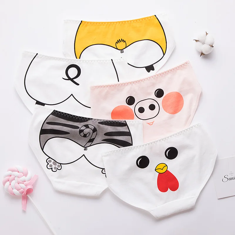 

Girly Cute Cotton Panties Cute Cartoon Print Girly Briefs Ladies Mid-waist Hip Breathable Comfortable Panties