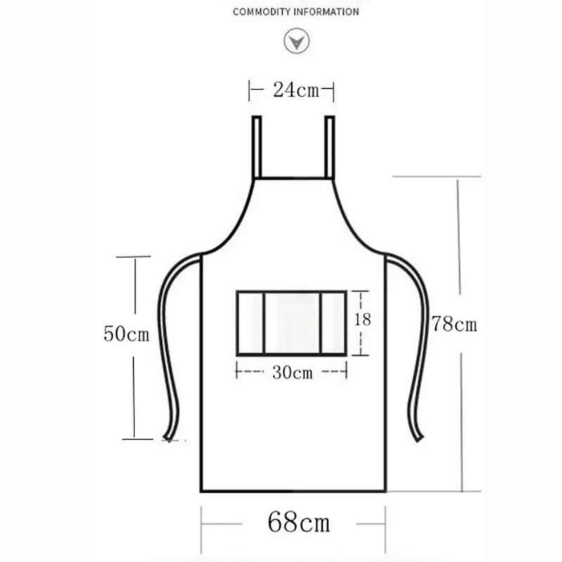 1PC Apron Black Brief Adult Water and Oil Proof Kitchen Restaurant Cooking Bib Aprons with Pocket |