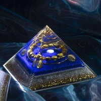 orgon energy pyramid chakras stone orgonite amethyst crystals lapis lazuli home office decor resin reiki gift