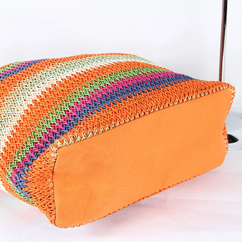 Женская Соломенная Сумочка ярких цветов популярная пляжная сумка через плечо