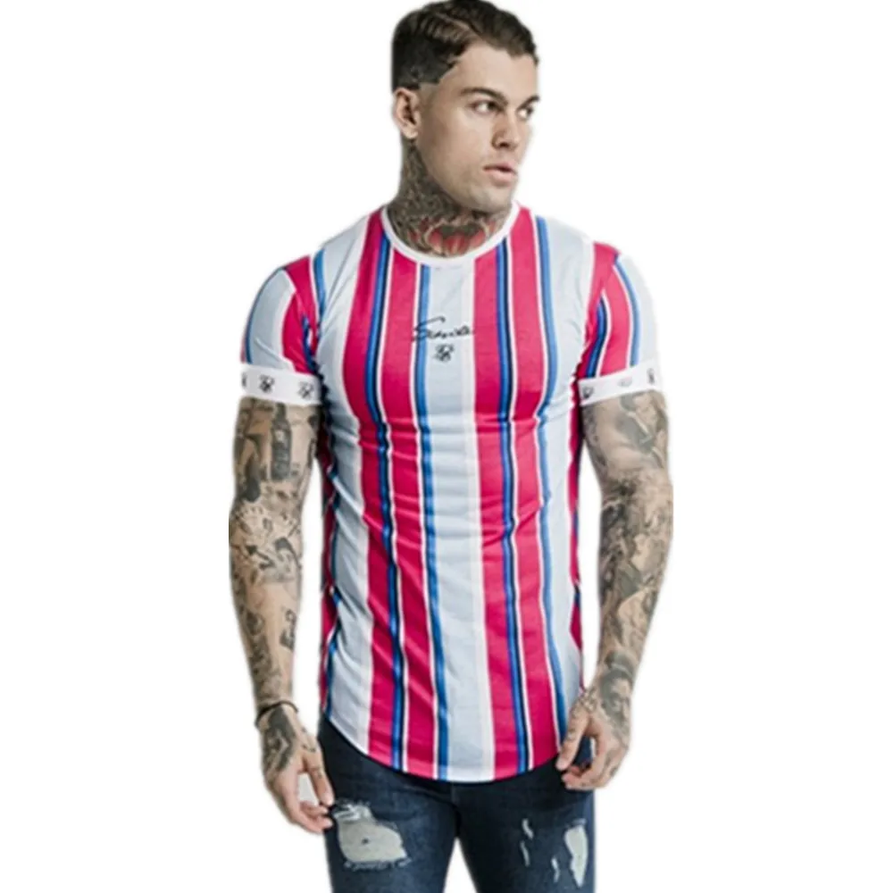 European and american Hip hop style classic stripes t shirts 2019 Trends men fitness short sleeve printing tee brand sportswears | Мужская