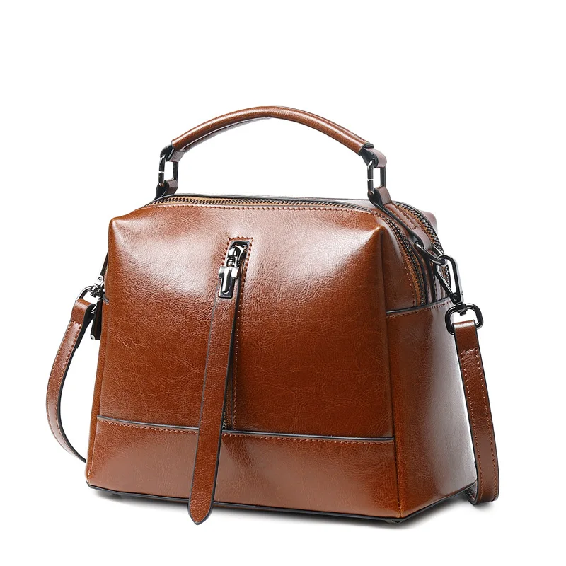 

Genuine Leather Tote Shoulder Bag High Quality Female Office Crossbody Handbag Real Cowhide Top Handle Messenger Women Bags