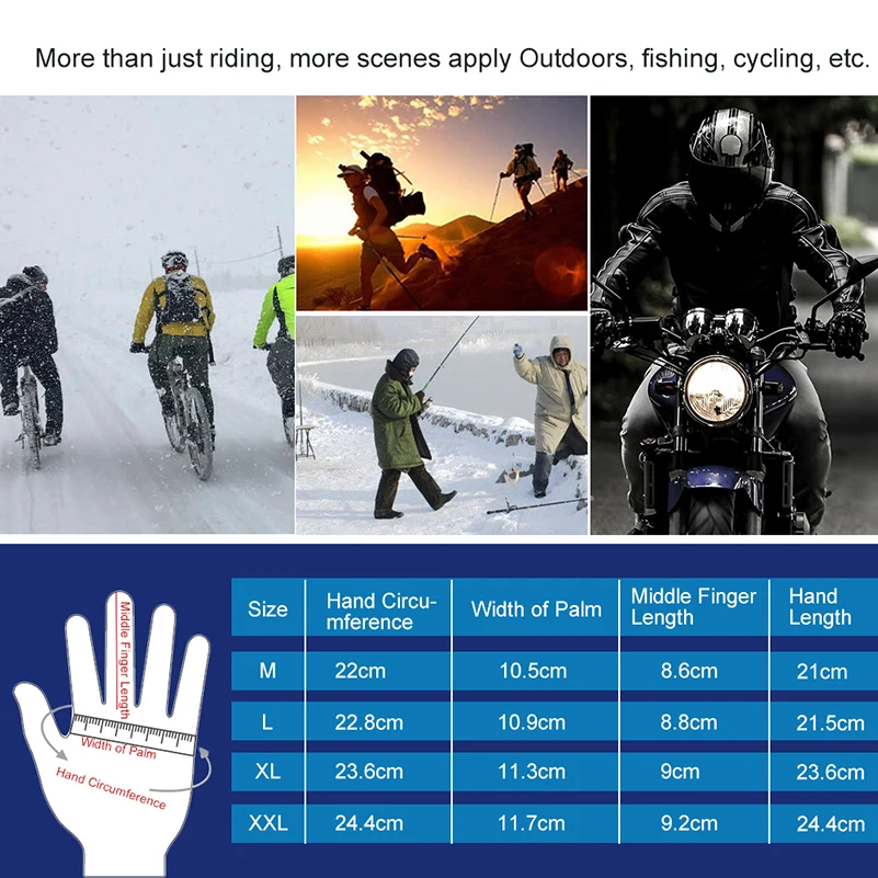 

WEST BIKING Bike Gloves Winter Fleece Full Finger Bicycle Gloves Thermal Reflective Bike Gloves Touch Screen Ski Cycling Gloves