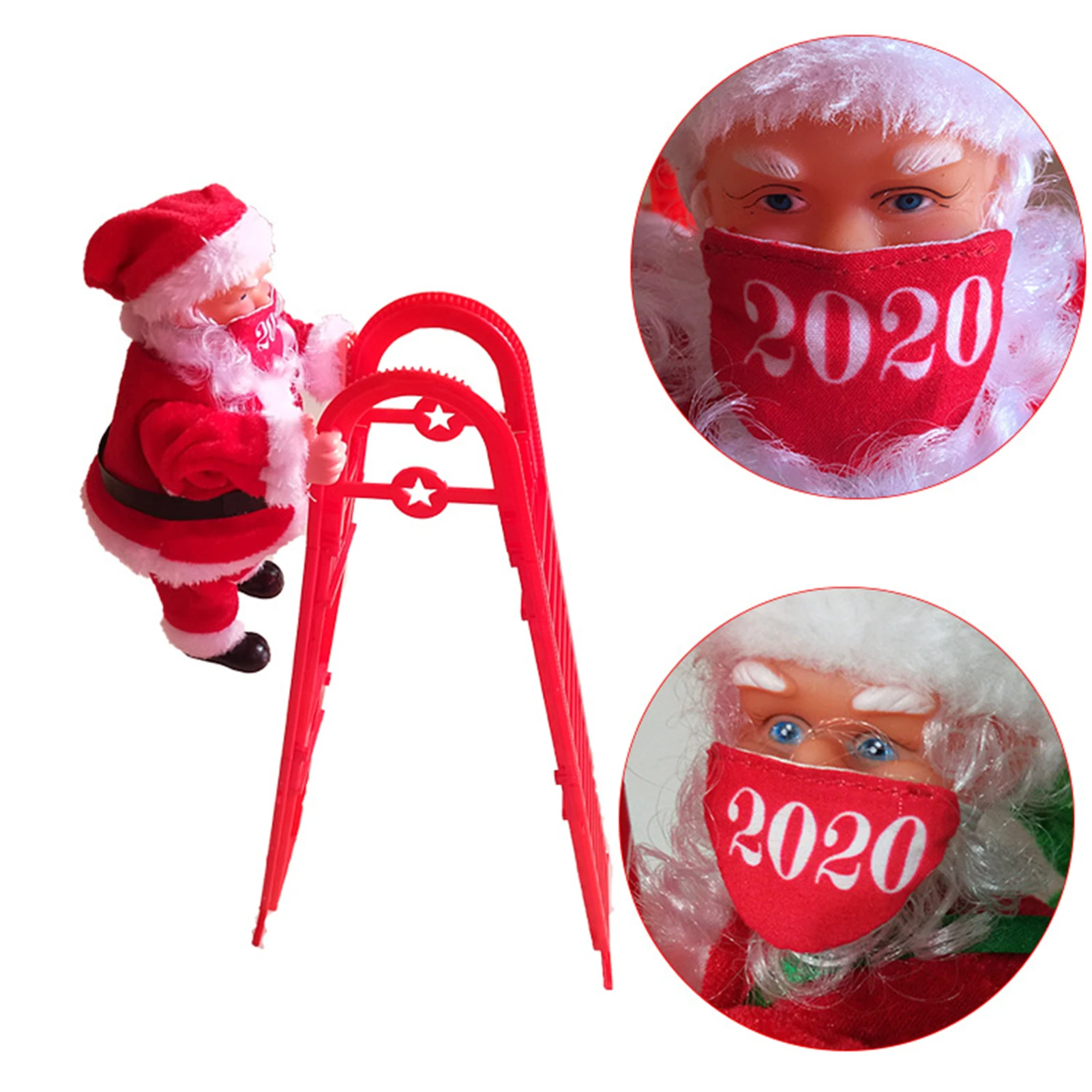 

Electric Santa Claus with Face Cover Climbing Ladder Christmas Decor Gift Toy