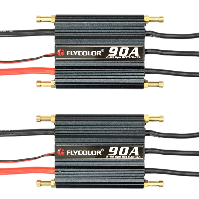 

Flycolor 2X 90A Brushless ESC for RC Boat 2-6S with 5.5V/5A BEC