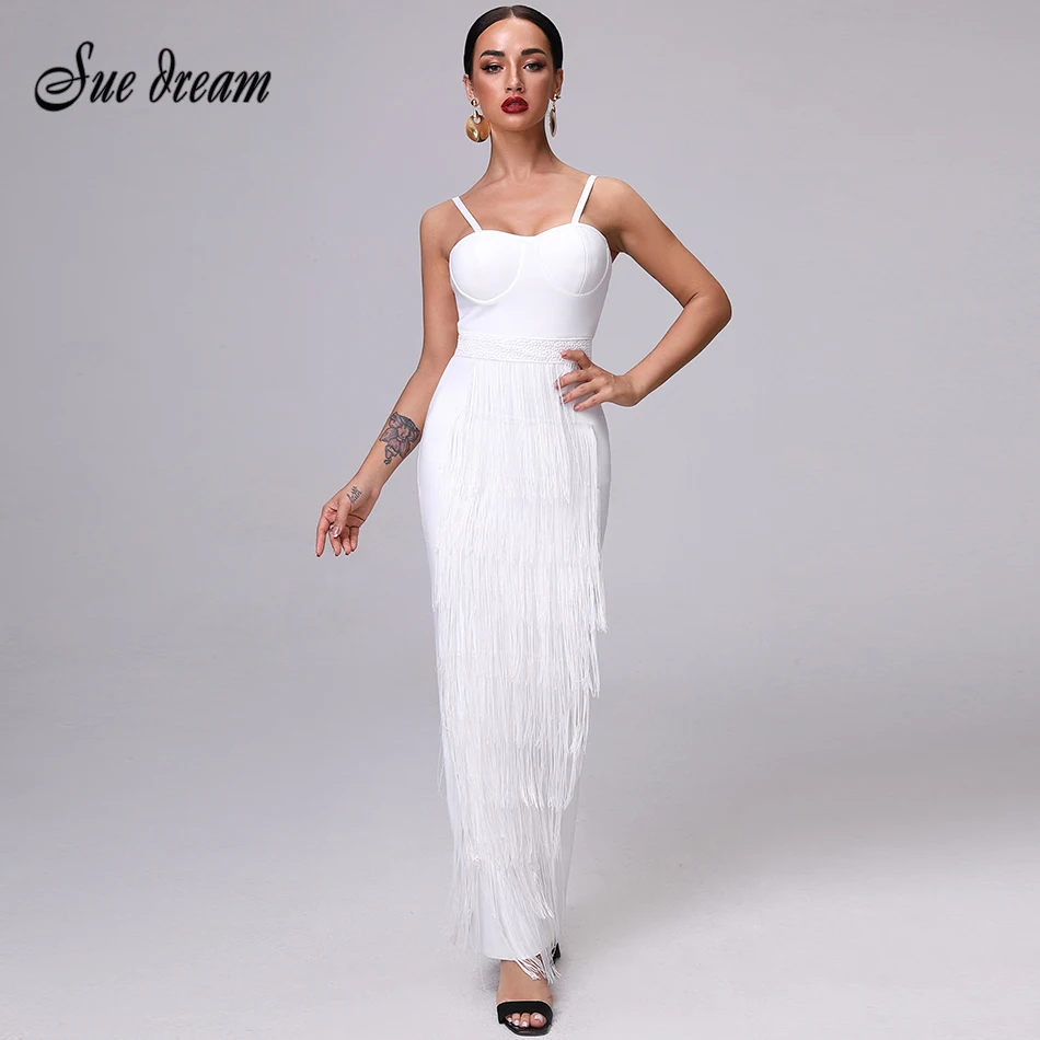 2020 новые летние женские без рукавов Бандажное платье с кисточками со стразами