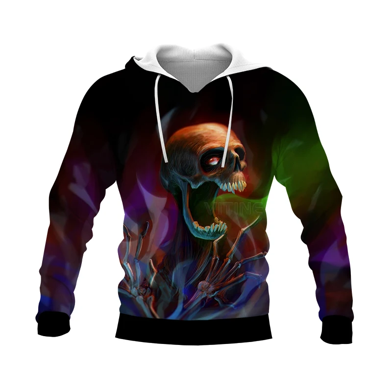 

Пользовательский Diy Graphic Весна Осень Зима хип-хоп Повседневный Бренд Череп 3D печать Толстовка полиэстер