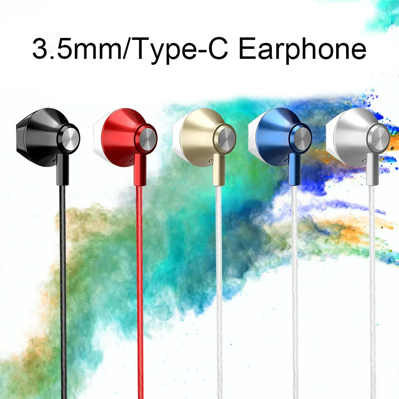 Проводные наушники-вкладыши Tiptop 3 5 мм с разъемом Type-c металлическая Спортивная