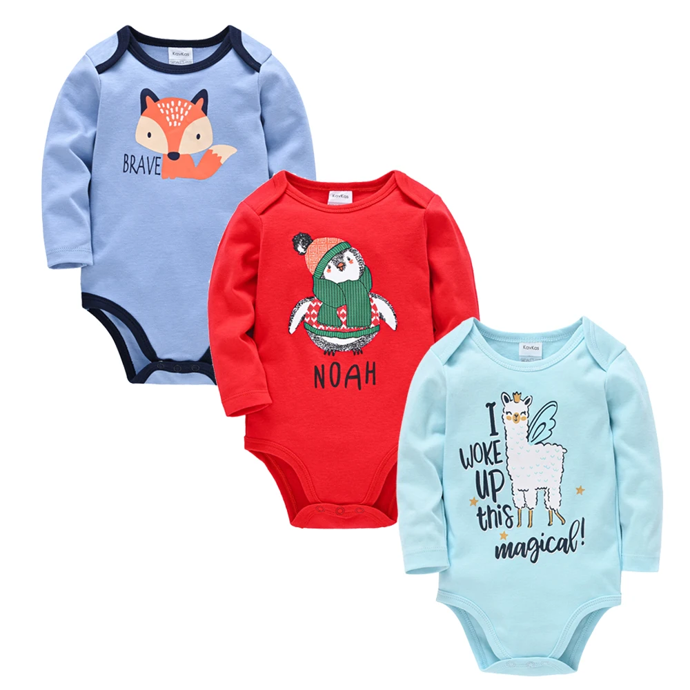 

Kavkas Baby Bodysuit 3 pcs/set Long Sleeve 100% Cotton ropa de bebe Unisex Newborn Clothes Autumn Outwear