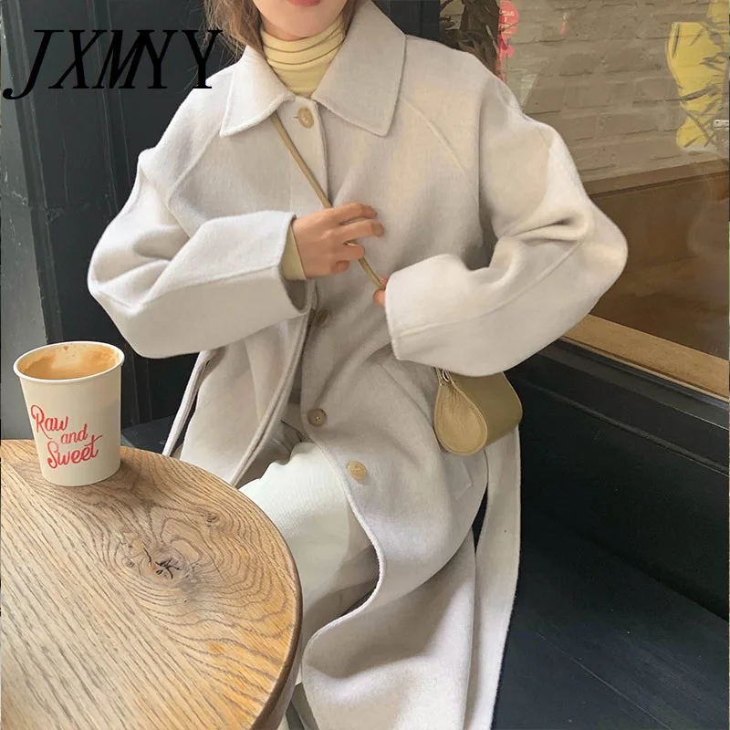 

JXMYY 2022 осень-зима модный новый продукт элегантное простое теплое шерстяное Пальто однобортное шерстяное пальто