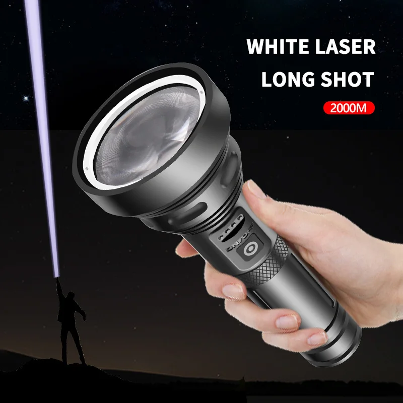 long distance 2000m powerful flashlight with large convex lens waterproof aluminum alloy portable spotlights for camp hiking free global shipping