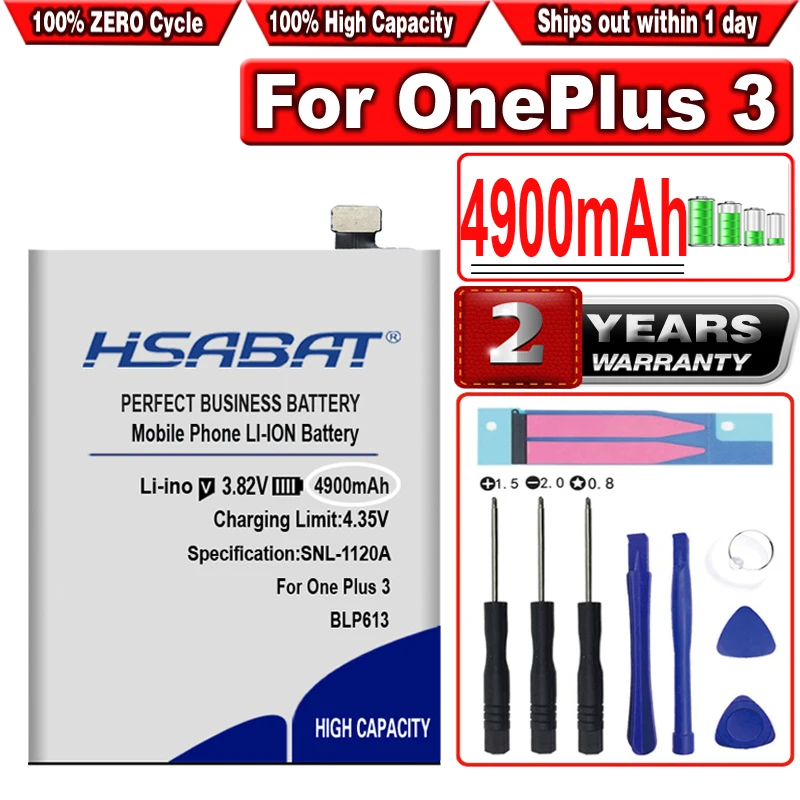 

HSABAT BLP613 4900mAh Battery for OnePlus 3 for One Plus 3