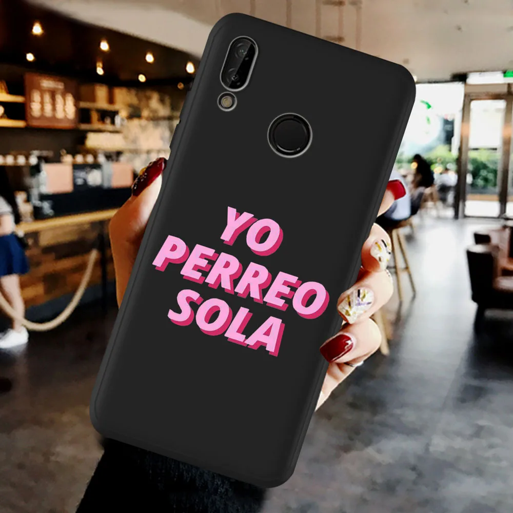 

Yo Perreo Sola Cute Bad Bunny Maluma Black Phone Case For Huawei P20 P30 P40 Lite Pro P8 P10 Mate 30 20 10 Lite Pro Cover Coque