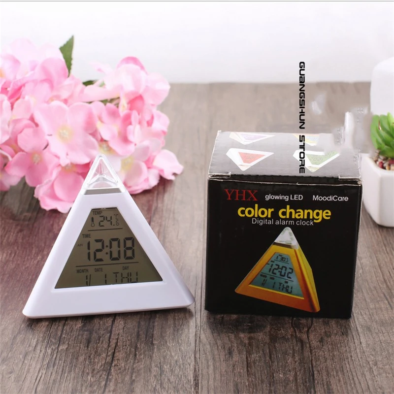Электронные часы-будильник со светодиодной подсветкой 7 цветов | Дом и сад