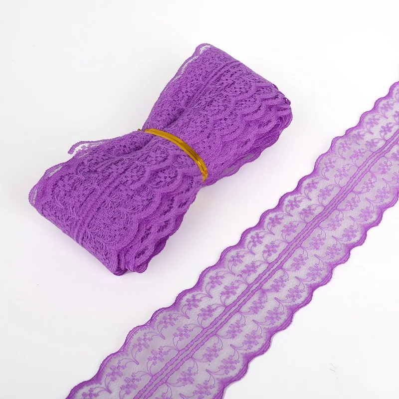 purple 5 ярдов(4,5 метров) 4,5 см ширина смешанные цвета Цветочная вышивка кружевная ткань отделка ленты Сделай Сам шитье ручной работы вечерние украшения в подарок - Цвет: purple