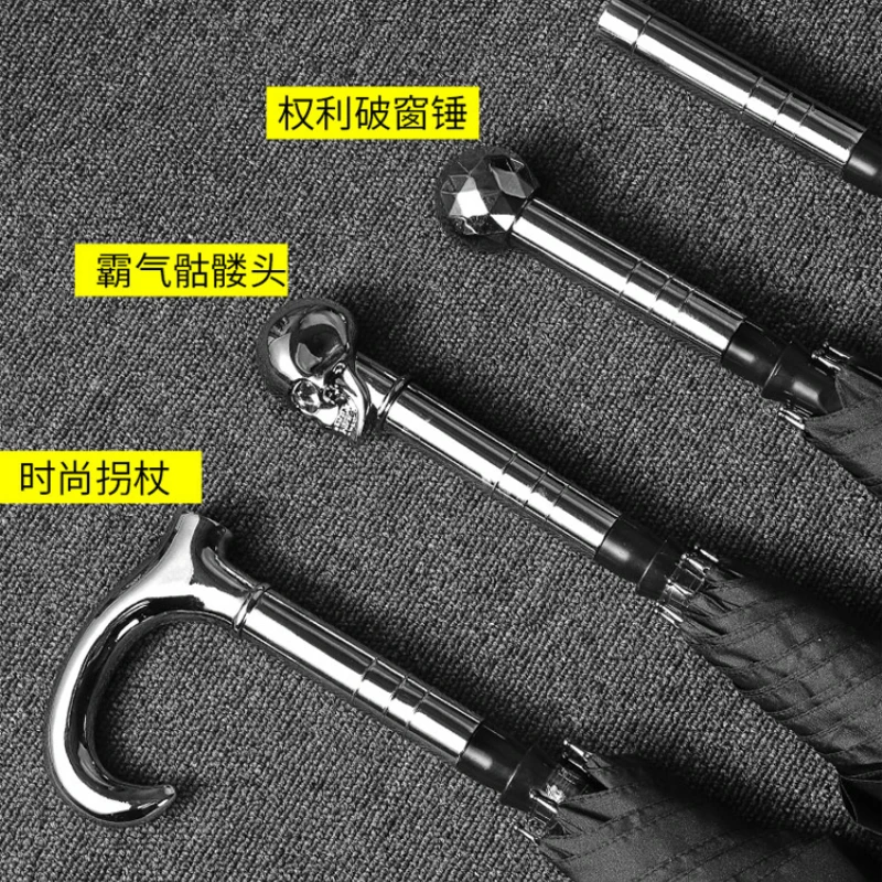 Зонт для взрослых Черный ветрозащитный зонт с УФ защитой длинная ручка большой