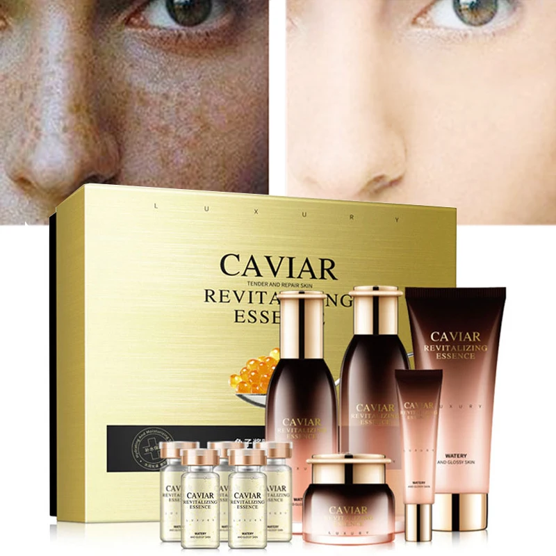 

10PCS Set Moisturizing Anti-aging Freckle Nourishing Whitening Beauty Unisex Hyaluronic Acid Caviar Extract Facial Care Set