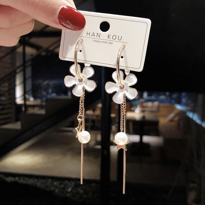 

New Kwastje Oorbellen Nieuwe Luxe Drop Sieraden Earrings Pendant Alloy Grote Oorbellen Voor Vrouwen 2021 Tassels Flowers Gift