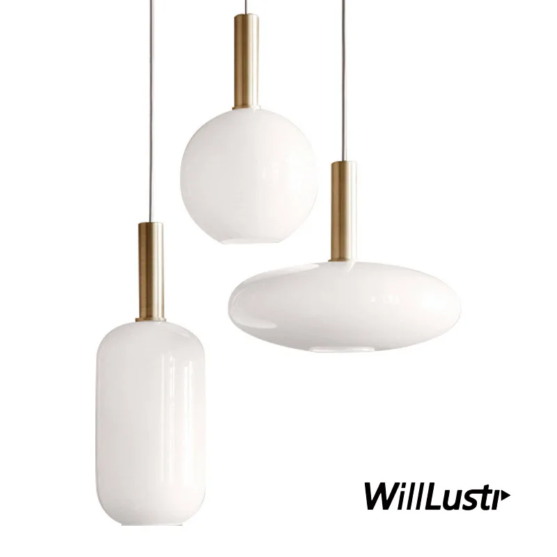 

Nordic Milk White Glass Pendant Light Round Oval Cylinder Hanging Lamp Dinning Room Hotel Restaurant Lounge Study Office Bedroom