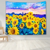 impressionistic style landscape sunflower flower printed hanging tapestry wall hanging tapestries bedspread yoga mat blanket