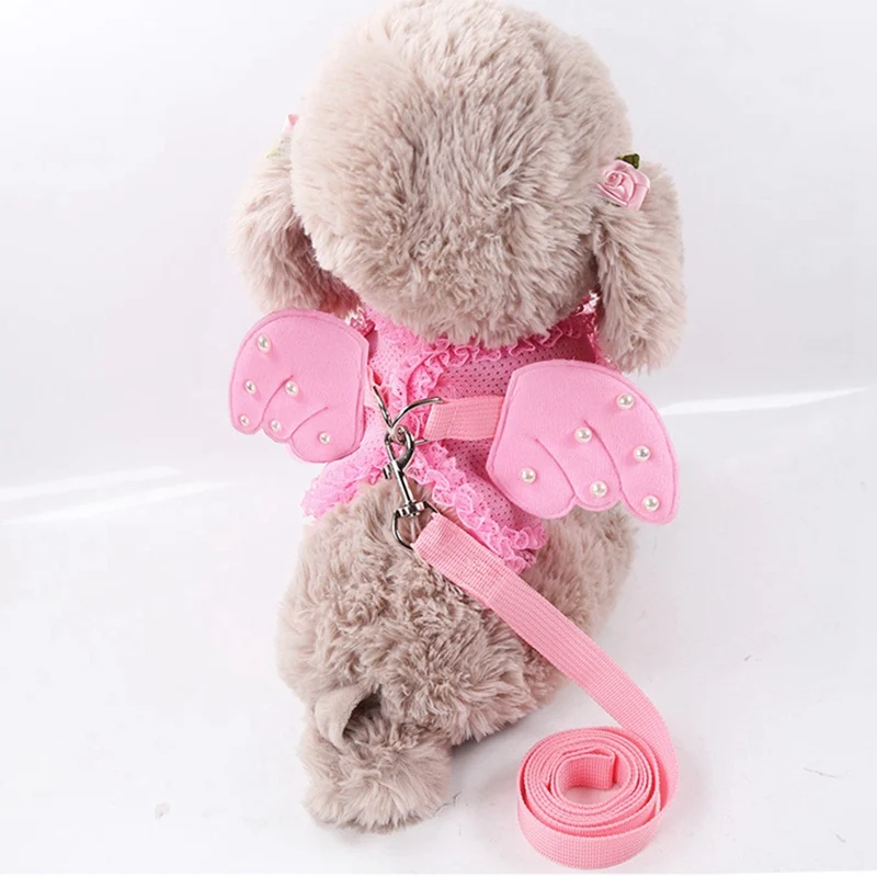 Cute Dog Harnesses Lovely Pearl Angel Chest Back Wings for Small with Traction Belt Pet Supplies | Дом и сад
