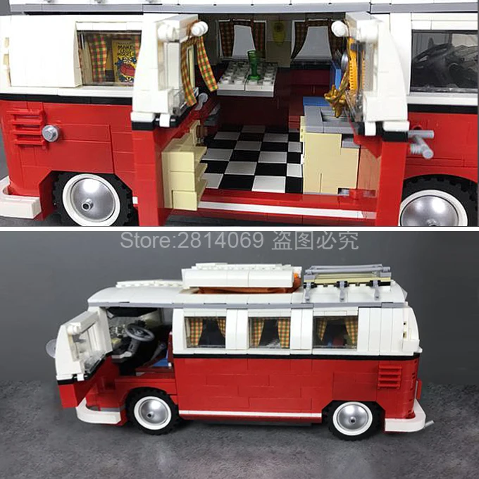 21001 T1 Camper Van классическая модель автобуса 1342 шт. серия Creator строительные блоки игрушки совместимы с 10220