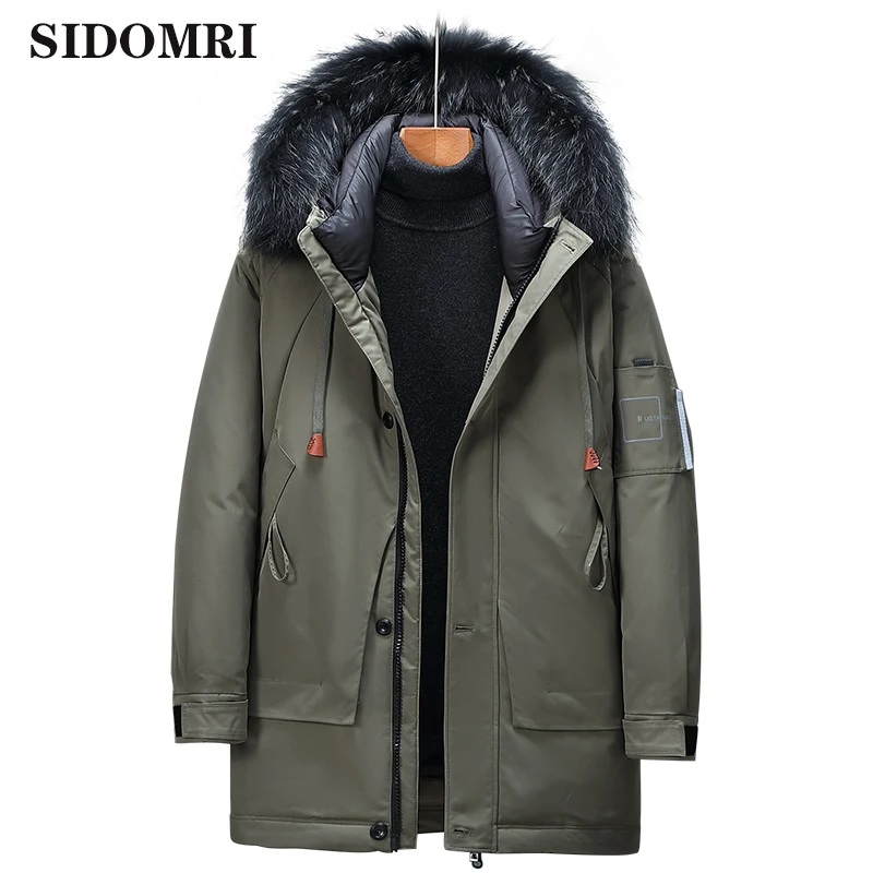 Down jacket men's long coat thickened extreme winter coat big fur collar 2021 new winter coat trend brand fashion hooded warm